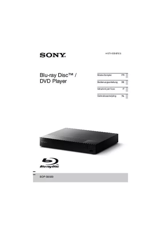 Mode d'emploi SONY BDP-S6500