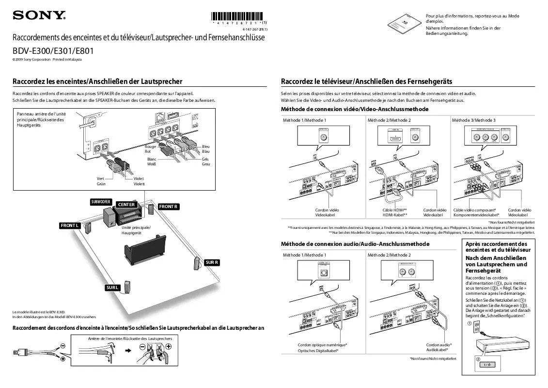 Mode d'emploi SONY BDV-E301