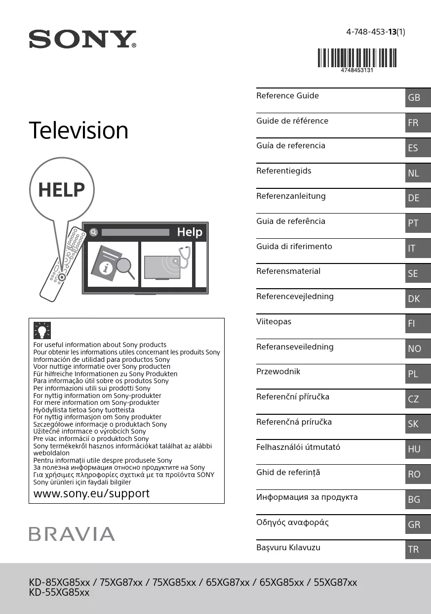 Mode d'emploi SONY BRAVIA KD85XG8596