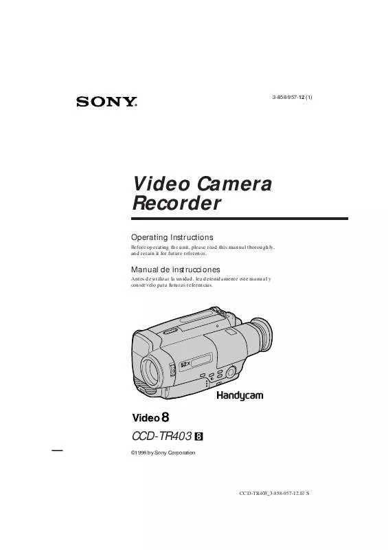 Mode d'emploi SONY CCD-TR403