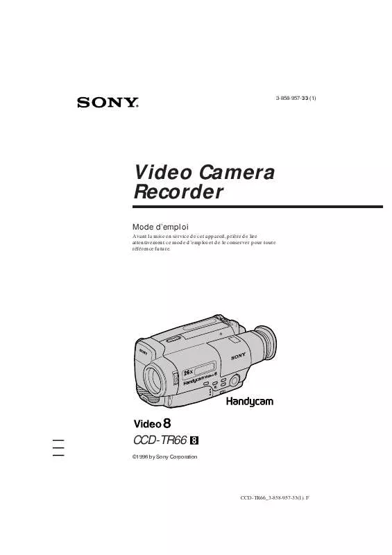 Mode d'emploi SONY CCD-TR66