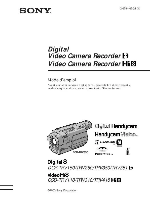 Mode d'emploi SONY CCD-TRV118