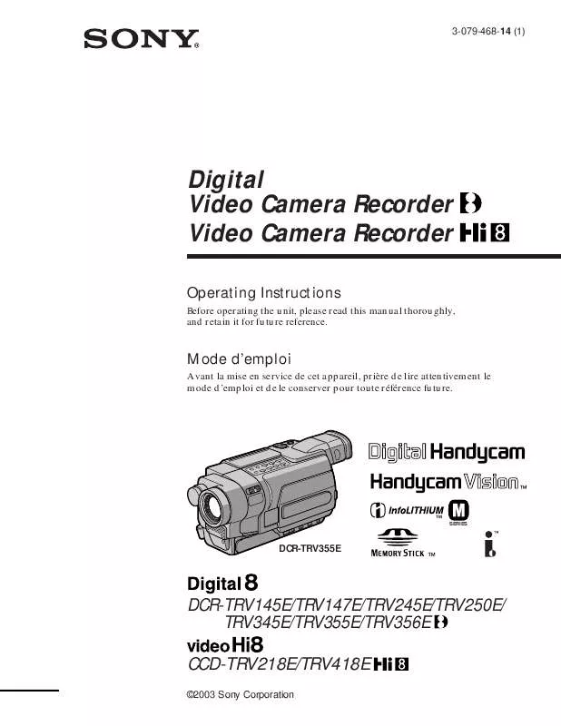 Mode d'emploi SONY CCD-TRV218E