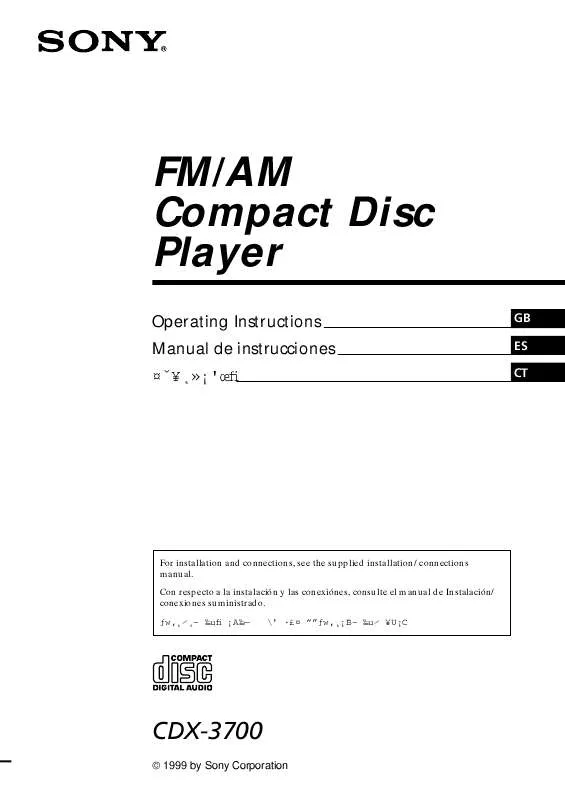 Mode d'emploi SONY CDX-3700