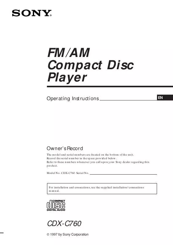 Mode d'emploi SONY CDX-C760