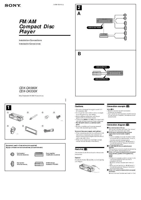 Mode d'emploi SONY CDX-CA530X