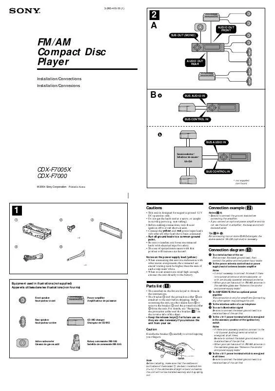 Mode d'emploi SONY CDX-F7005X