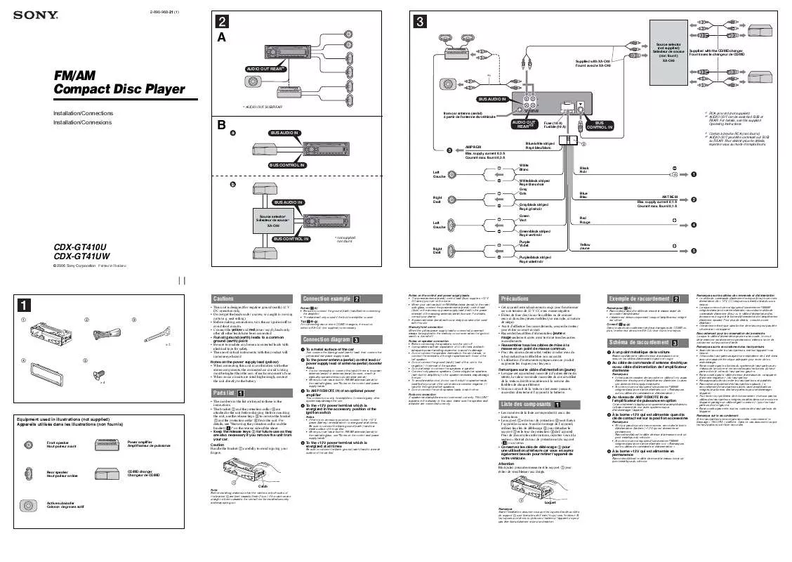 Mode d'emploi SONY CDX-GT41UW