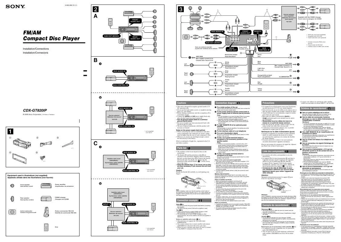 Mode d'emploi SONY CDX-GT820IP