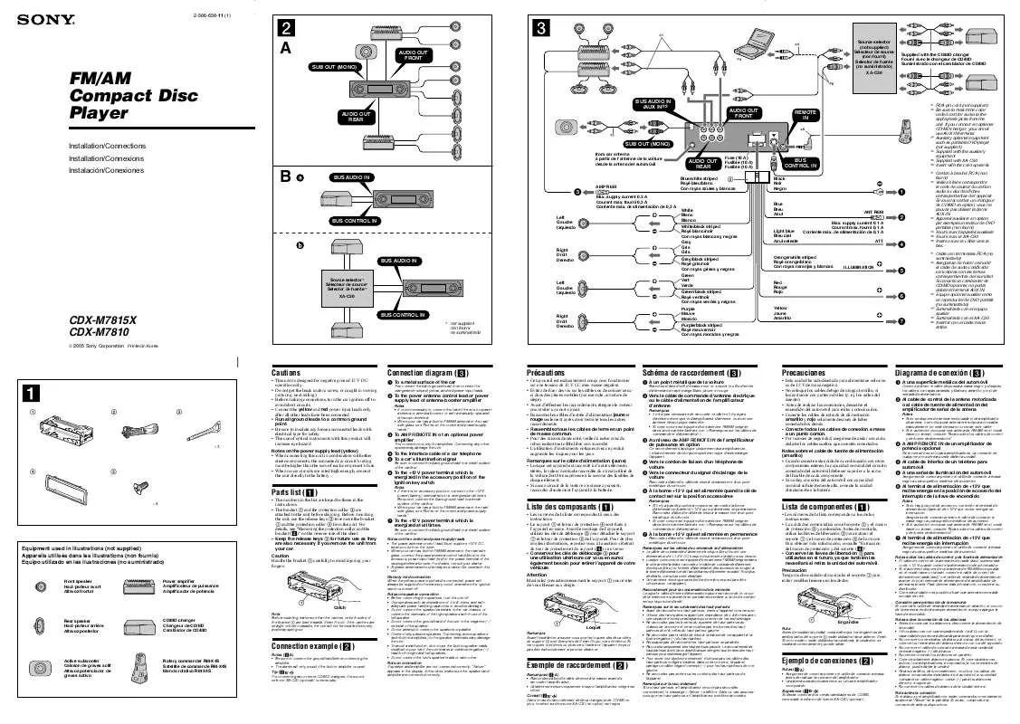 Mode d'emploi SONY CDX-M7815X