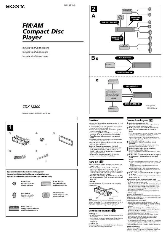 Mode d'emploi SONY CDX-M800MP