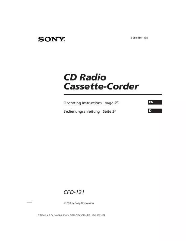 Mode d'emploi SONY CFD-121