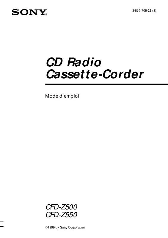 Mode d'emploi SONY CFD-Z550