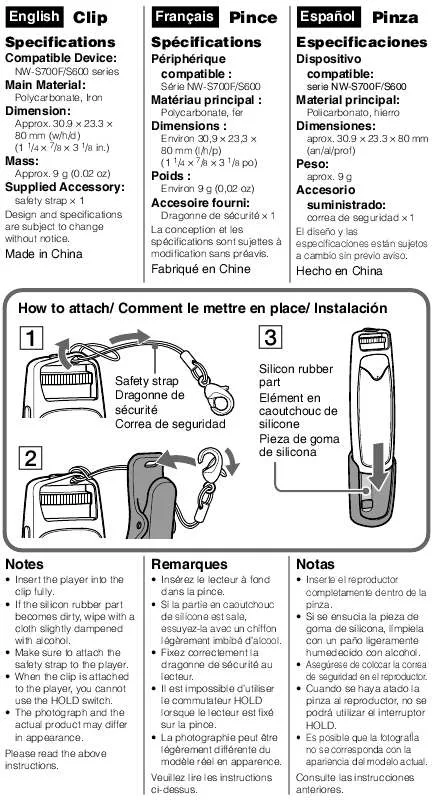 Mode d'emploi SONY CLP-NWS700