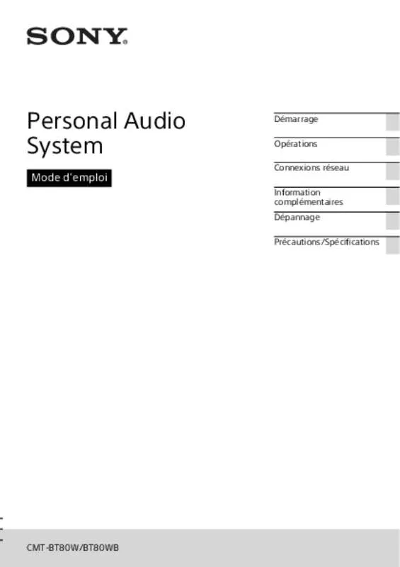 Mode d'emploi SONY CMT-BT80WB