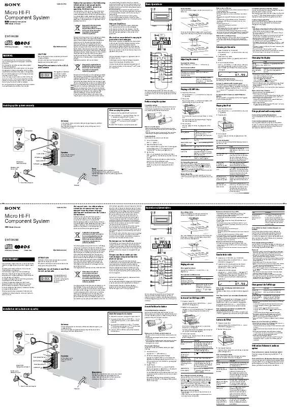 Mode d'emploi SONY CMT-BX20I