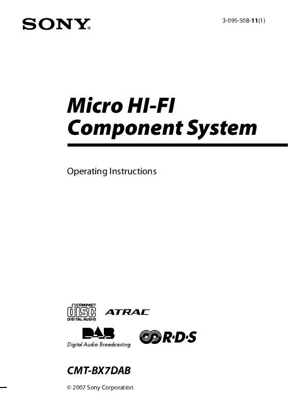 Mode d'emploi SONY CMT-BX7DAB