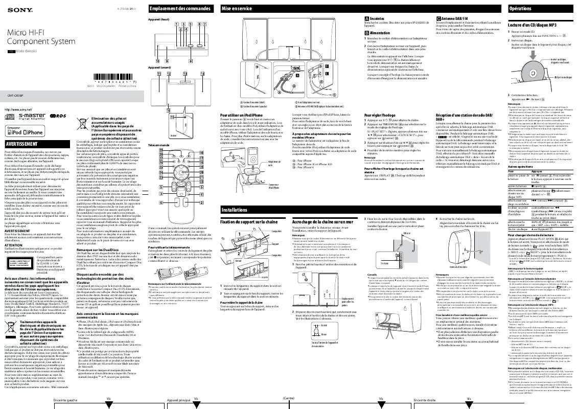 Mode d'emploi SONY CMT-CX5BIP