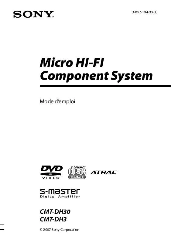 Mode d'emploi SONY CMT-DH30