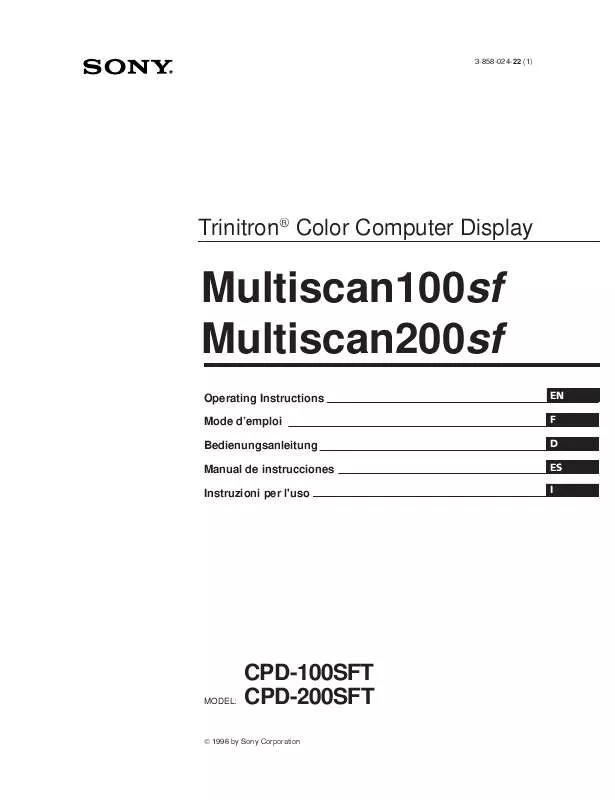 Mode d'emploi SONY CPD-100SFT