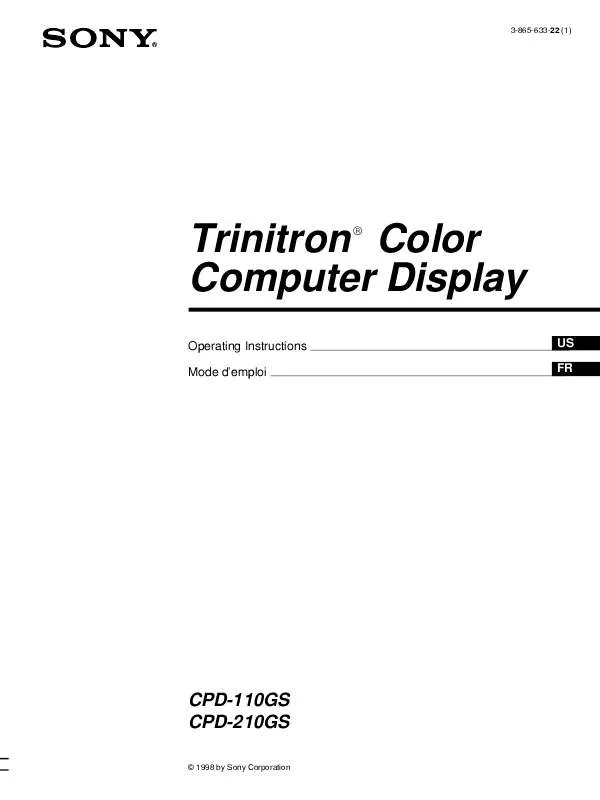 Mode d'emploi SONY CPD-110GS