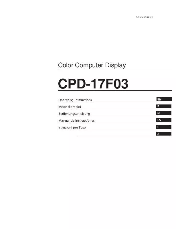 Mode d'emploi SONY CPD-17F03