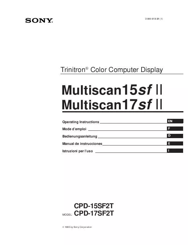 Mode d'emploi SONY CPD-17SF2T