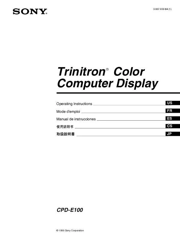 Mode d'emploi SONY CPD-E100