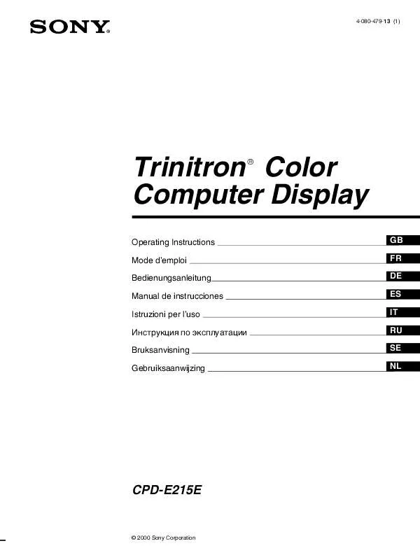 Mode d'emploi SONY CPD-E215E