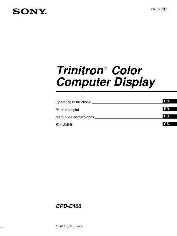 Mode d'emploi SONY CPD-E400