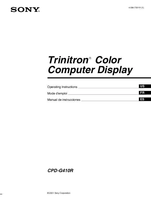 Mode d'emploi SONY CPD-G410R