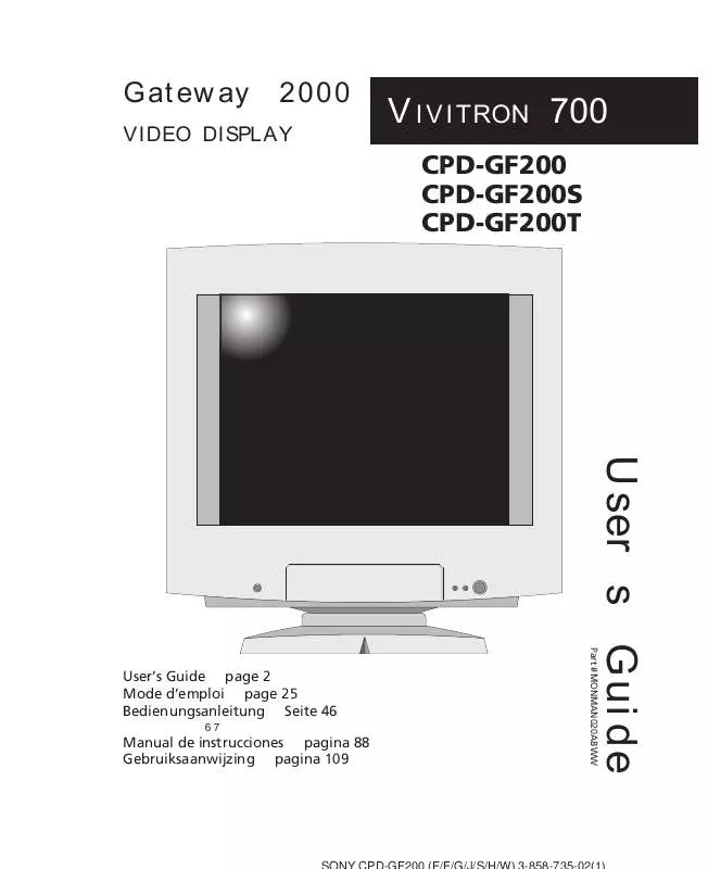 Mode d'emploi SONY CPD-GF200S