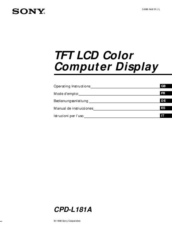 Mode d'emploi SONY CPD-L181A