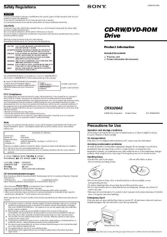 Mode d'emploi SONY CRX-320A