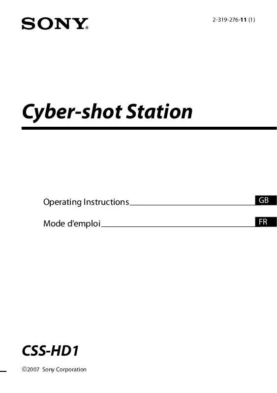 Mode d'emploi SONY CSS-HD1