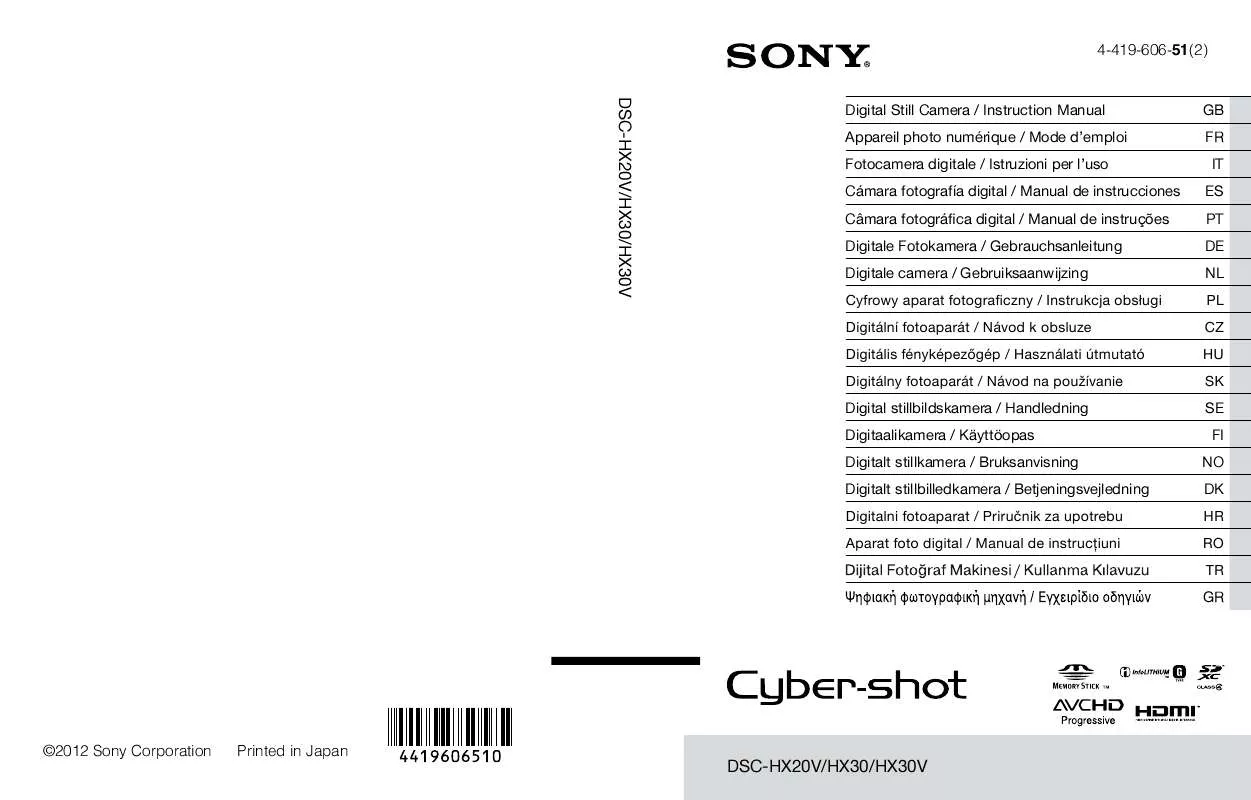 Mode d'emploi SONY CYBER-SHOT DSC-HX20VB