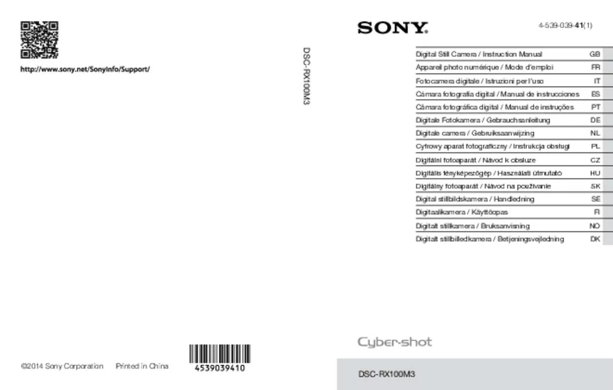 Mode d'emploi SONY CYBER-SHOT DSC-RX100M III