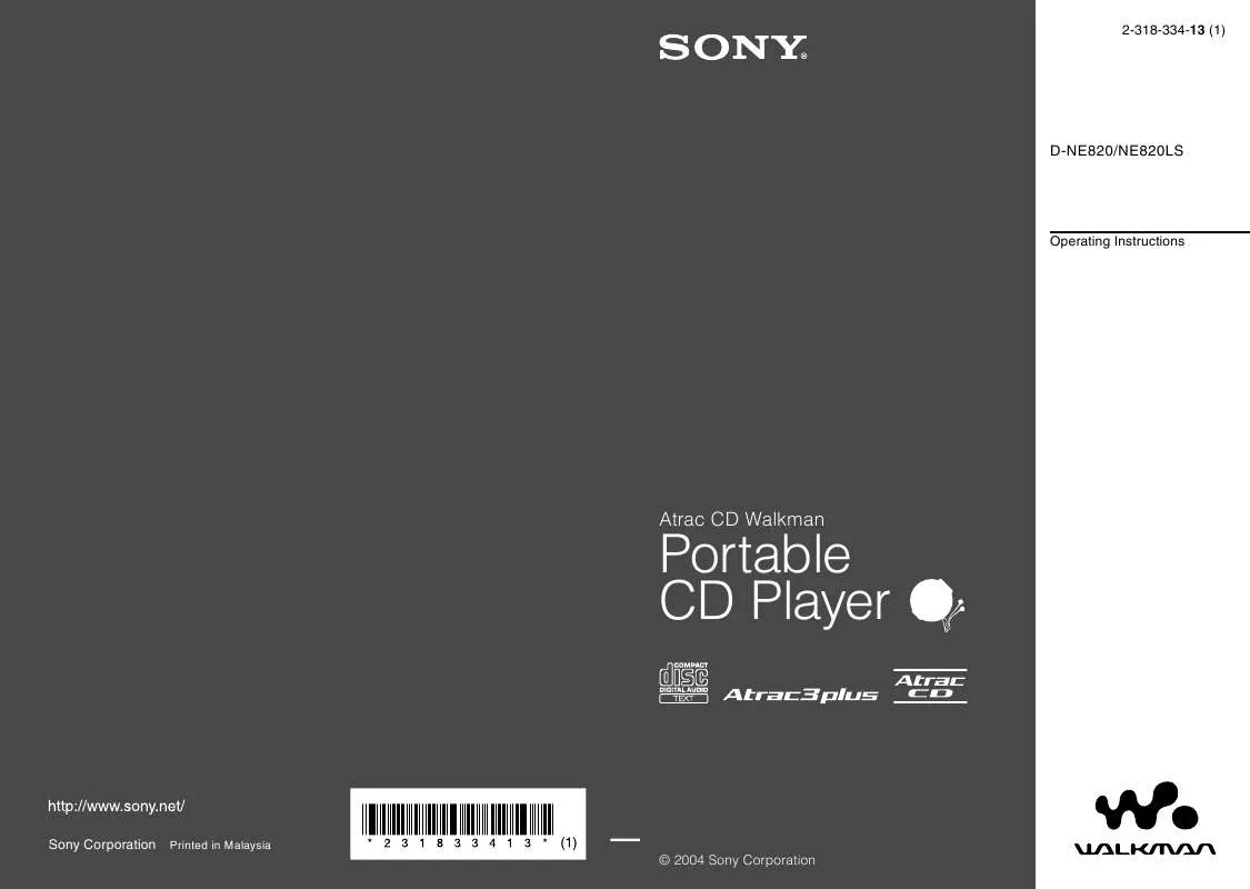 Mode d'emploi SONY D-NE820LS