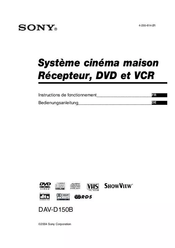 Mode d'emploi SONY DAV-D150B