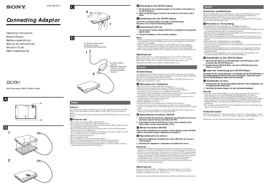 Mode d'emploi SONY DC-FX1