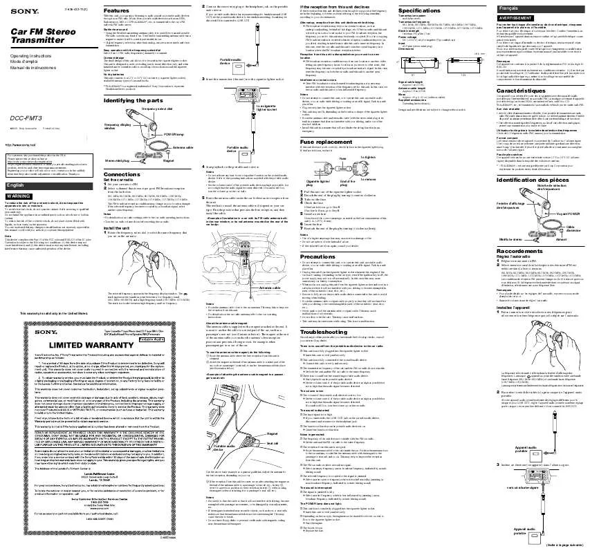 Mode d'emploi SONY DCC-FMT3