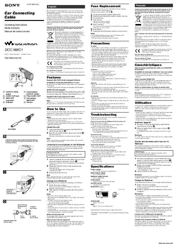 Mode d'emploi SONY DCC-NWC1