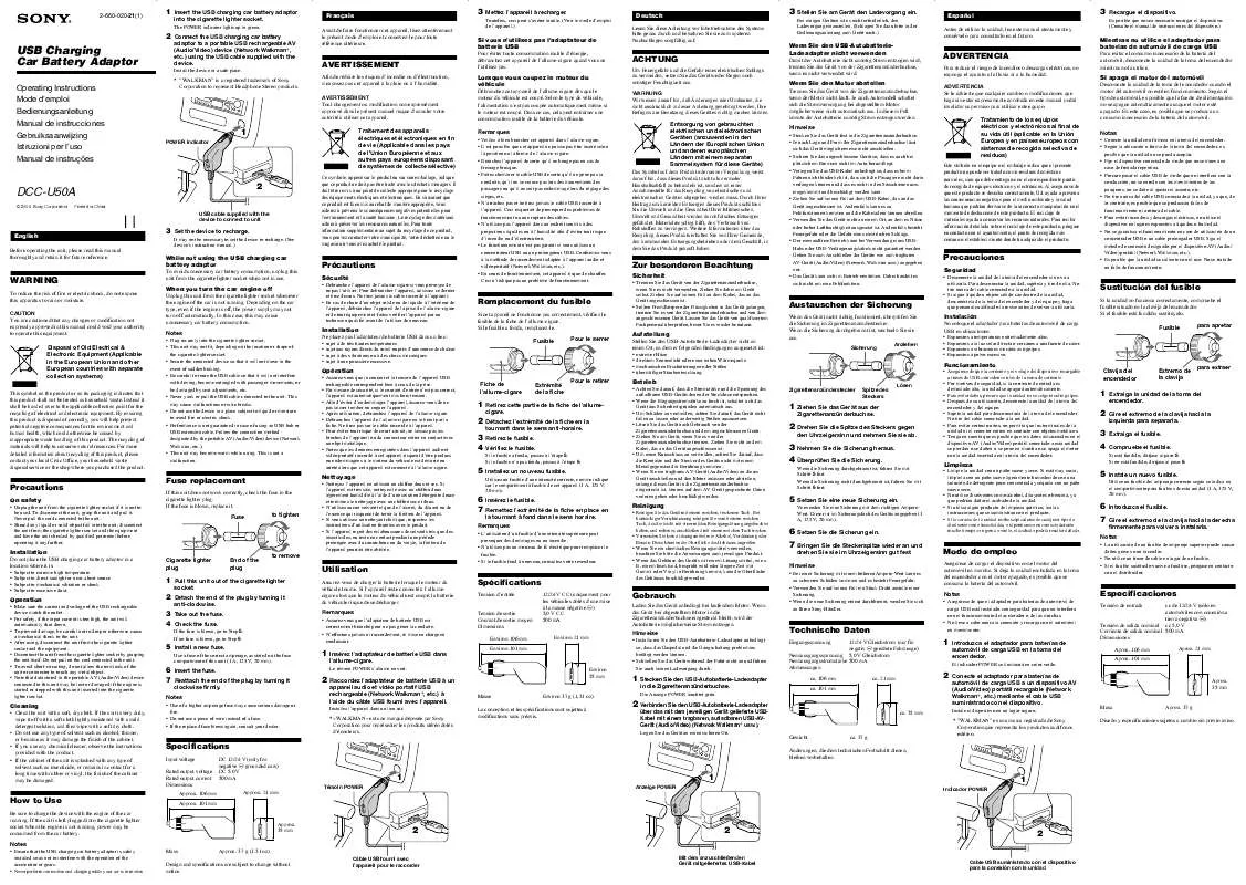 Mode d'emploi SONY DCC-U50A