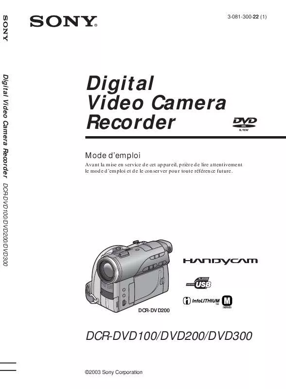 Mode d'emploi SONY DCR-DVD100