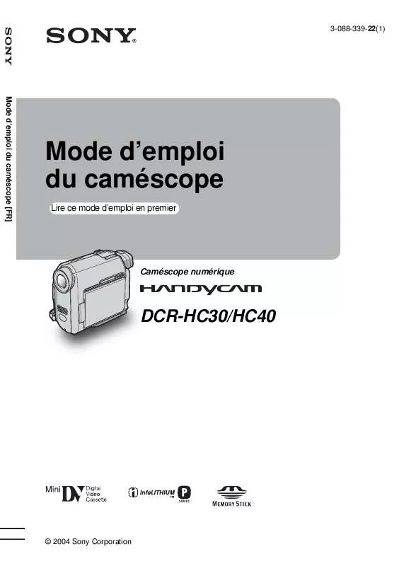 Mode d'emploi SONY DCR-HC30