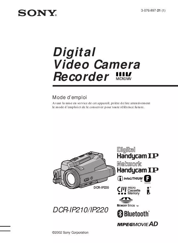 Mode d'emploi SONY DCR-IP210