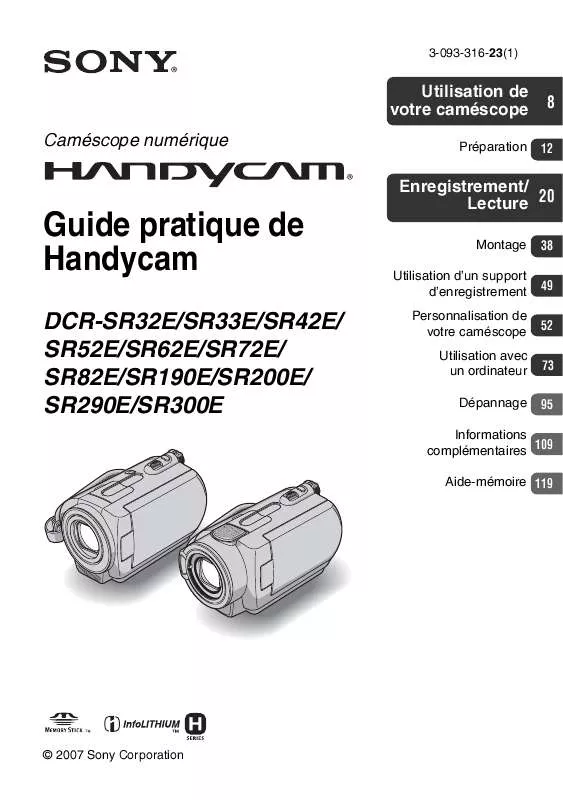 Mode d'emploi SONY DCR-SR200E