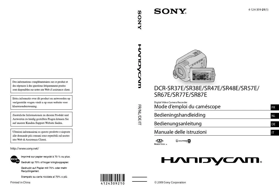 Mode d'emploi SONY DCR-SR67E