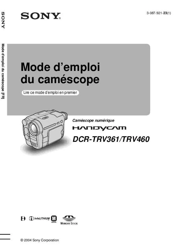 Mode d'emploi SONY DCR-TRV361