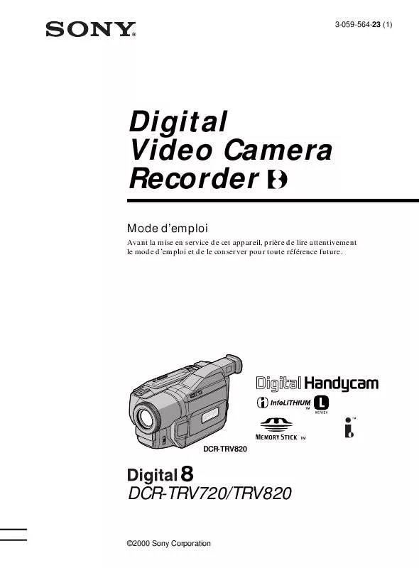 Mode d'emploi SONY DCR-TRV720